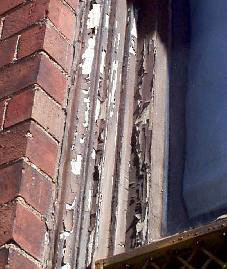 Lead-based paint on an older building